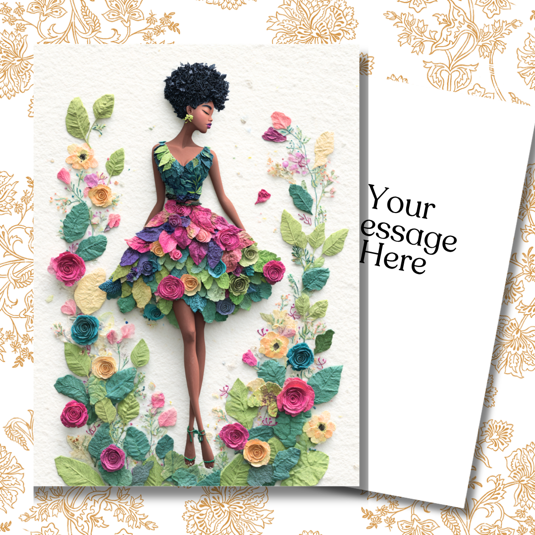 Paper Petals Paper Doll Greeting Note Card