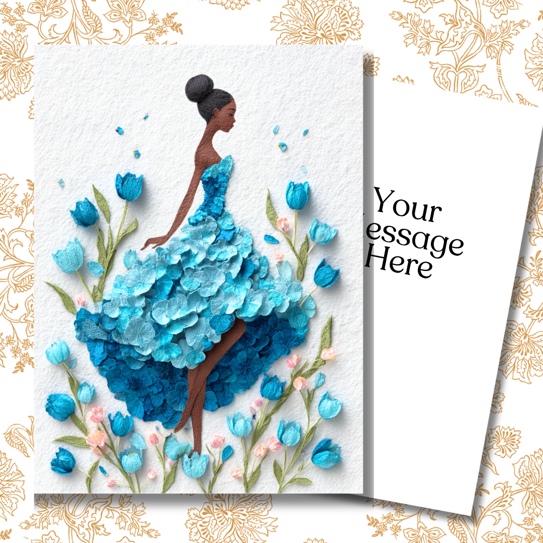 Floral Daydream Paper Doll Greeting Note Card
