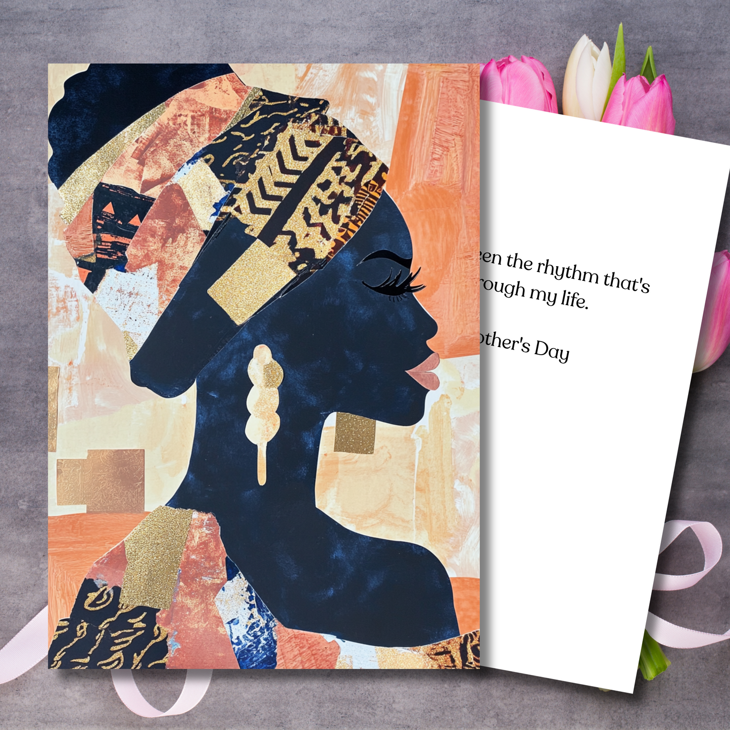 Beautiful African American Abstract Patch Art Design Mothers Day Card