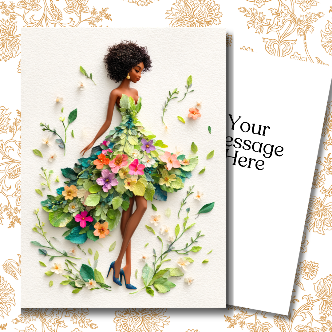 Petals & Grace Paper Doll Greeting Note Card