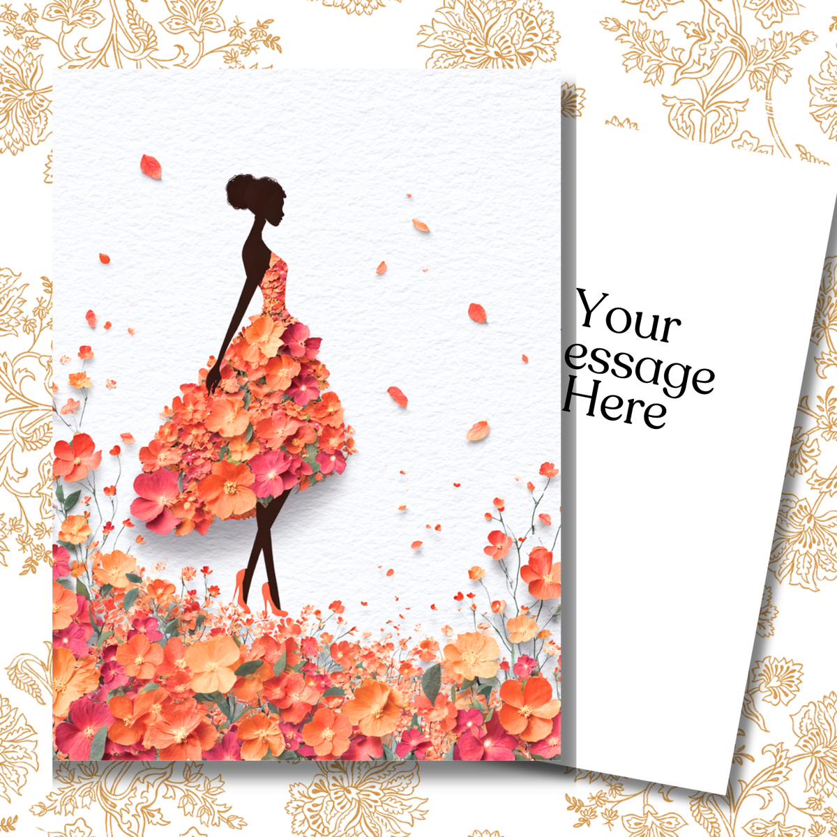 Softly in Bloom Paper Doll Greeting Note Card