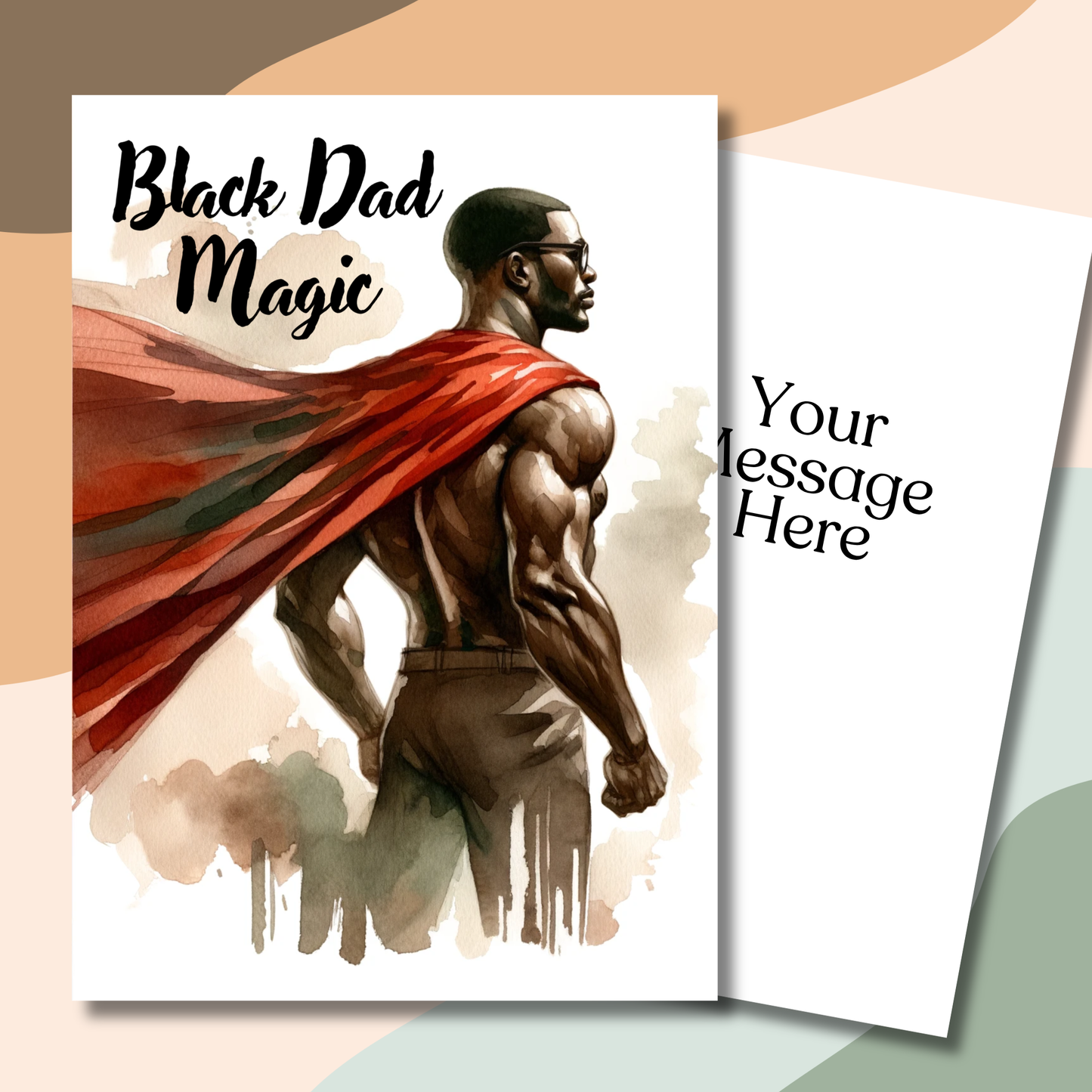 Black Dad Magic Greeting Note Card