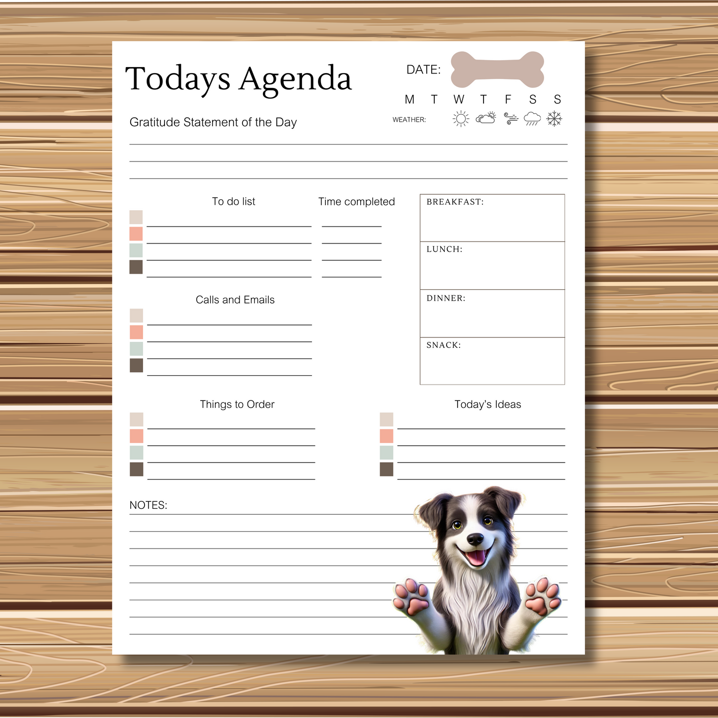 Adorable Puppy Dog Themed 5 Sheet Stationery Set | + 1 PNG Sticker | Daily Planner Sheet, Calendar, Lined Sheets & Notes | Instant Download