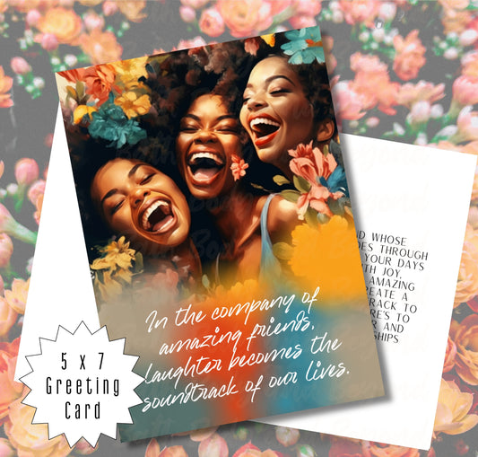 Celebrate Love, Laughter with Friends | Affirmation Greeting Card | Interior Message | Black Girl Greeting Card