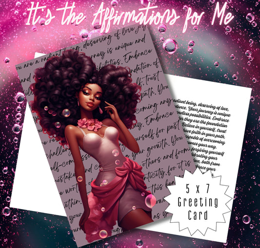 Affirmation Greeting Card | Black Girl Greeting Card | with Interior Affirmation Message