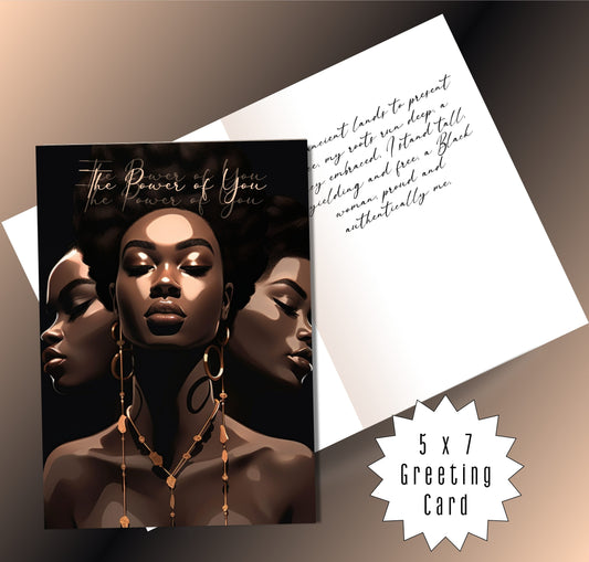 Power of You | Affirmation Greeting Card | Interior Message | Black Girl Greeting Card