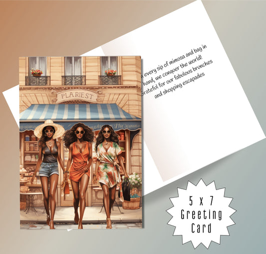Brunch with My Girls | Affirmation Greeting Card | Interior Message | Black Girl Greeting Card