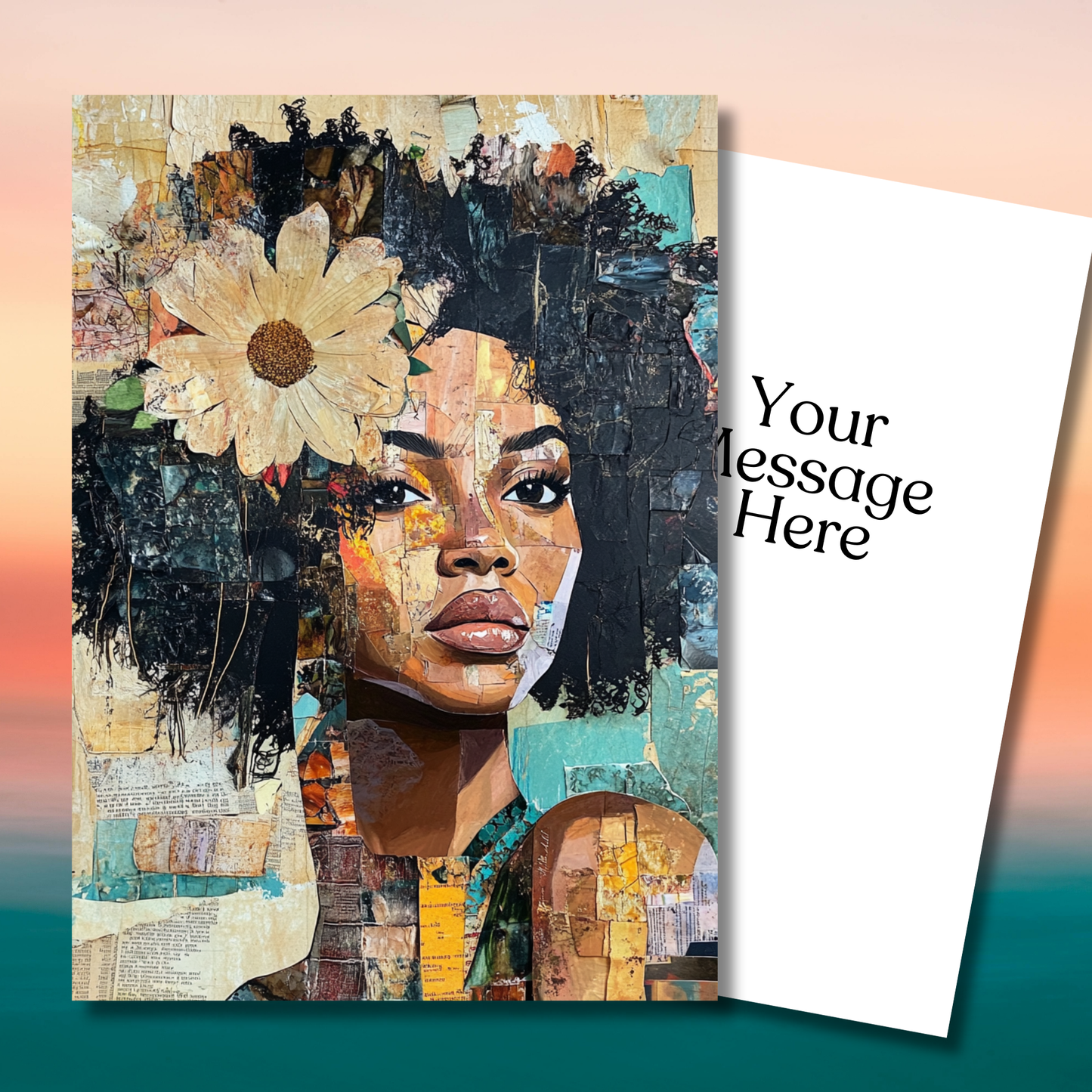 Floral Mixed Media Art Design Note Card