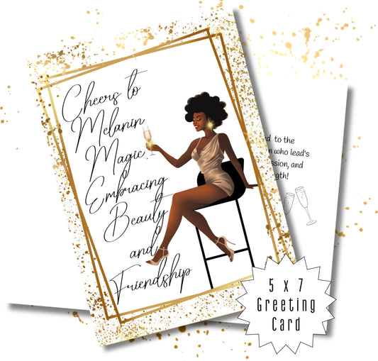 Cheers 2 You | Affirmation Greeting Card | Interior Message | Black Girl Greeting Card