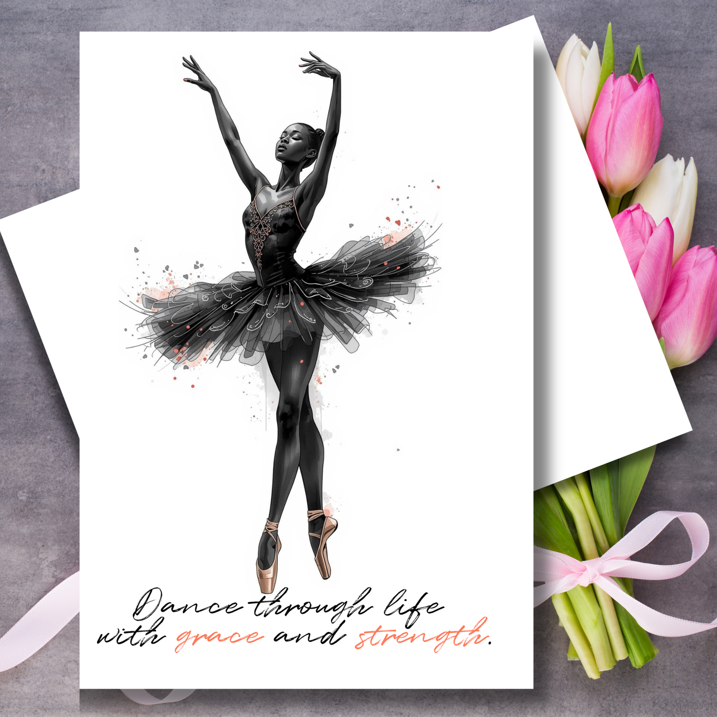 Black Ballerina Greeting Card