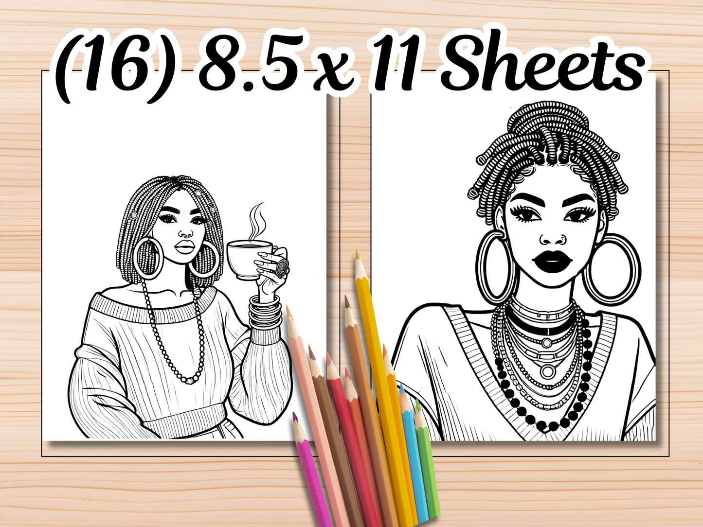 Beautiful Black Women in Braids Coloring Pages | 16-Page Braided Hairstyles Art Bundle | Printable Self-Care Coloring Sheets for Adults