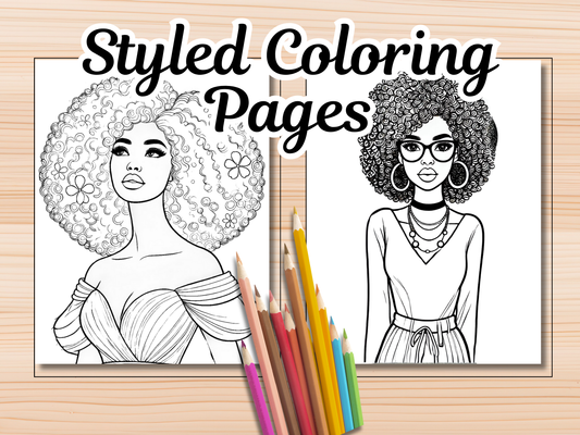 40 Page Afro / Natural Hair Super Colouring Page Bundle | | Printable Coloring Sheets | Adult Printable | Create KDP Coloring Book