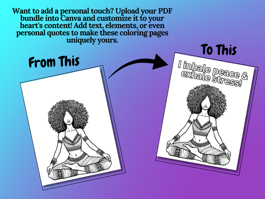 Black Girl Coloring Page Bundle Yoga Theme | 15-Page Mindfulness & Relaxation Bundle | Printable Coloring Sheets | Zen Yoga Art for SelfCare