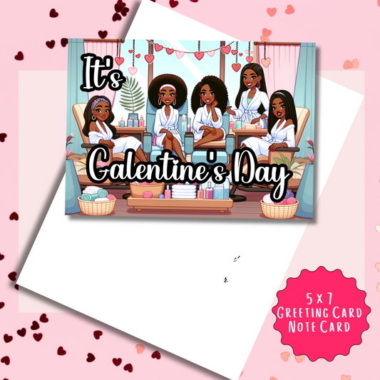 Spa Day Self-Care Galentine's Day Greeting Card | African American Greeting Card | with Interior Message