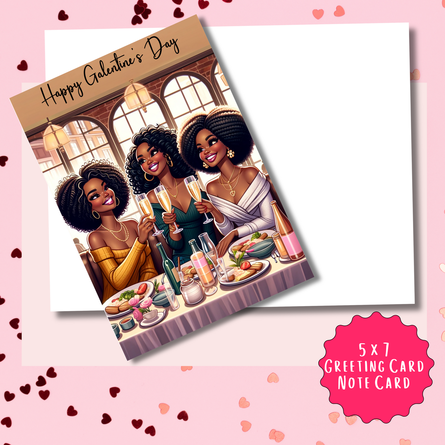 Celebrate Friendships Galentine's Day Card | African American Greeting Card | with Interior Message