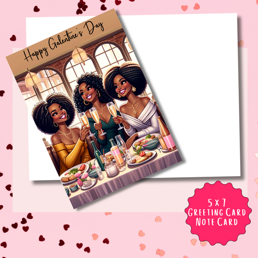Celebrate Friendships Galentine's Day Card | African American Greeting Card | with Interior Message
