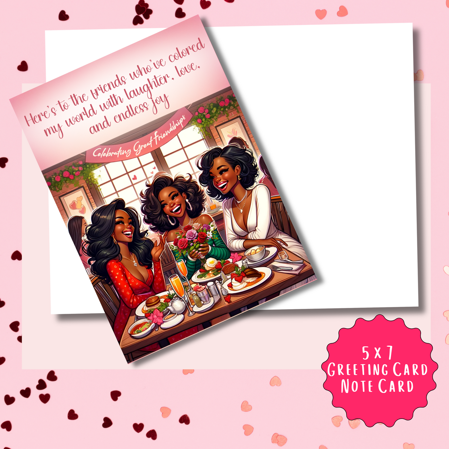Happy Galentines Day on Galentine's Day Card | African American Greeting Card | with Interior Message