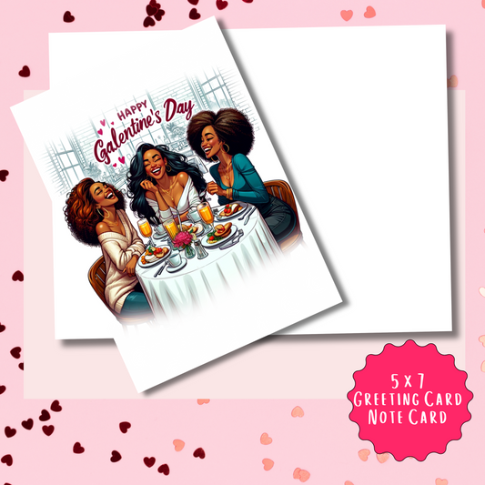 Friends Celebrating Galentine's Day Card | African American Greeting Card | with Interior Message