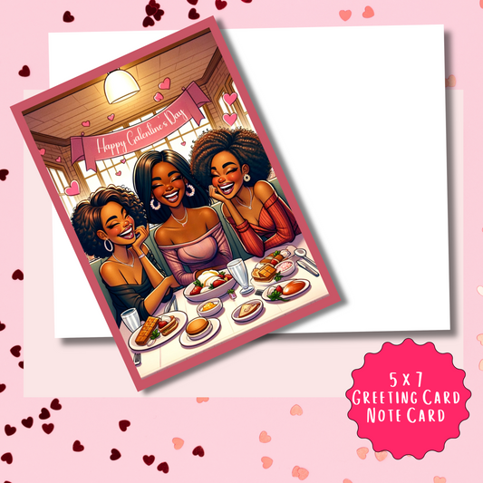 Weekend Brunch Crew Galentine's Day Card | African American Greeting Card | with Interior Message