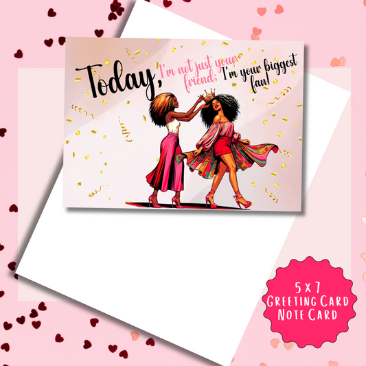 Your Biggest Fan Galentine's Day Greeting Card | African American Greeting Card | with Interior Message