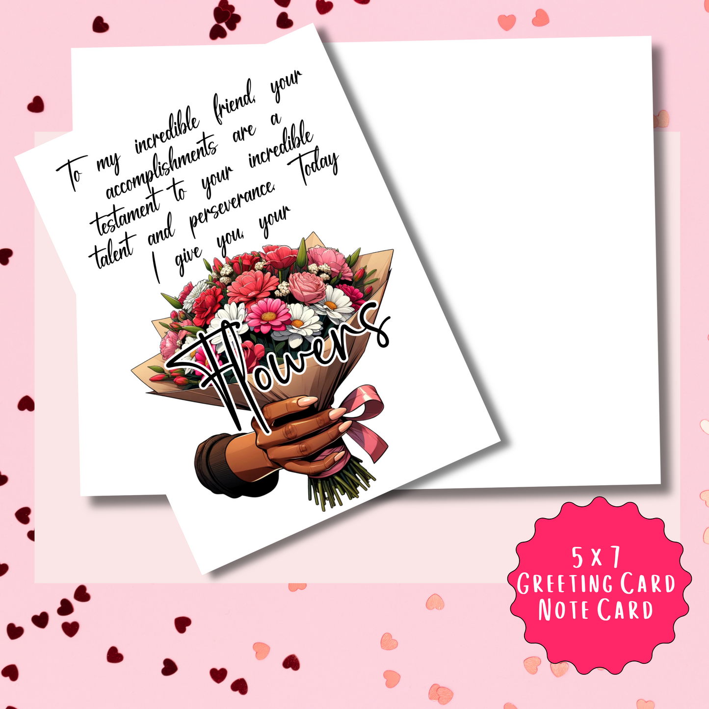 Giving You, Your Flowers Today Galentine's Day Card | African American Greeting Card | with Interior Message