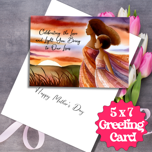 Celebrating the Love and Light Mother's Day Card | Black Mom Magic | African American Greeting Card | Interior Message