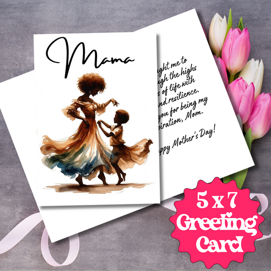 Mama | Mom and Son Mother's Day Card | Black Mom Magic | African American Greeting Card | Interior Message