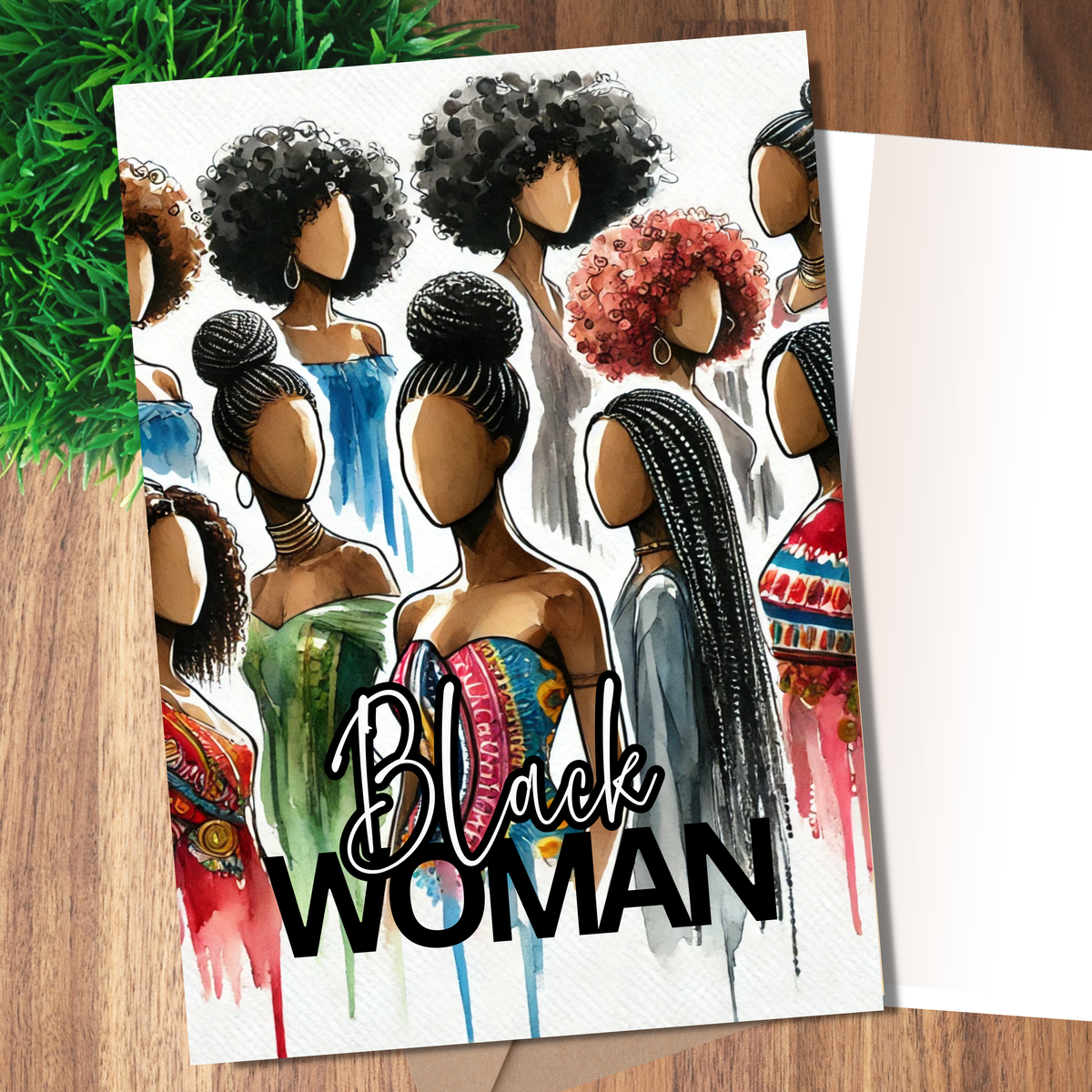 Black Woman Blank Greeting Note Card | Black Girl Greeting Card | Black Girl Greeting Card | Blank Inside | Black Girl Greeting Card