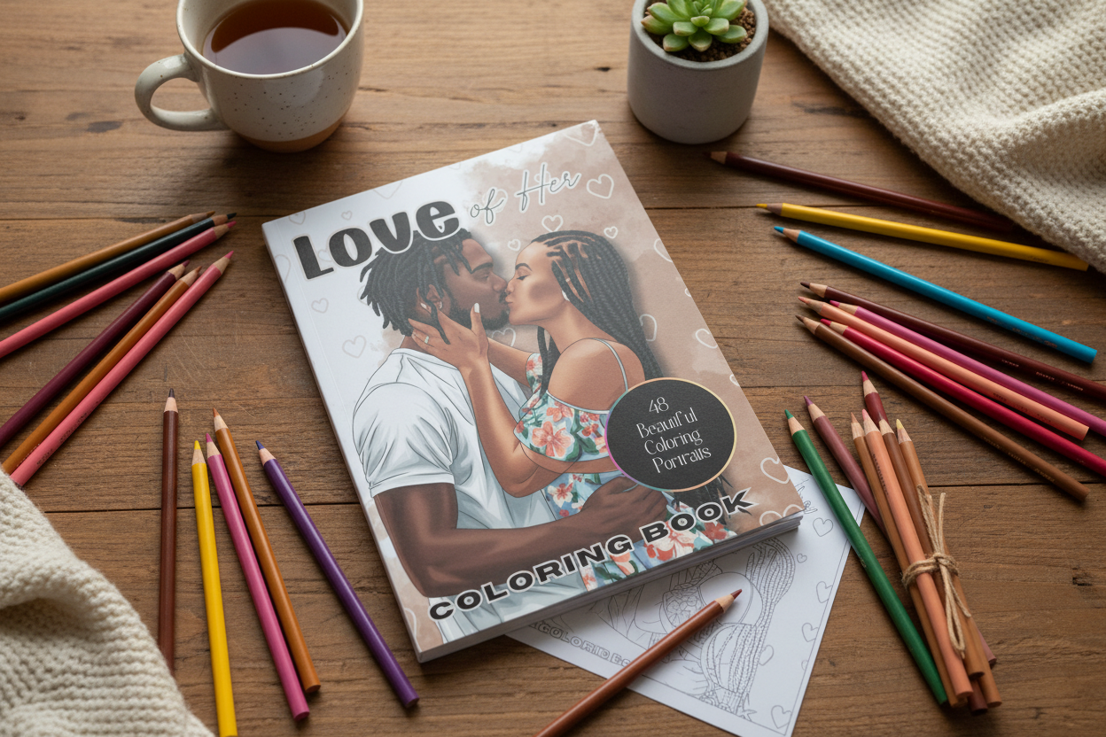 Love of Her – A Collection of 48 Romantic Coloring Pages Celebrating Black Women in Love and Connection: A Beautiful Adult Coloring Book Showcasing Black Couples in Love, Joyful, and Soulful Moments