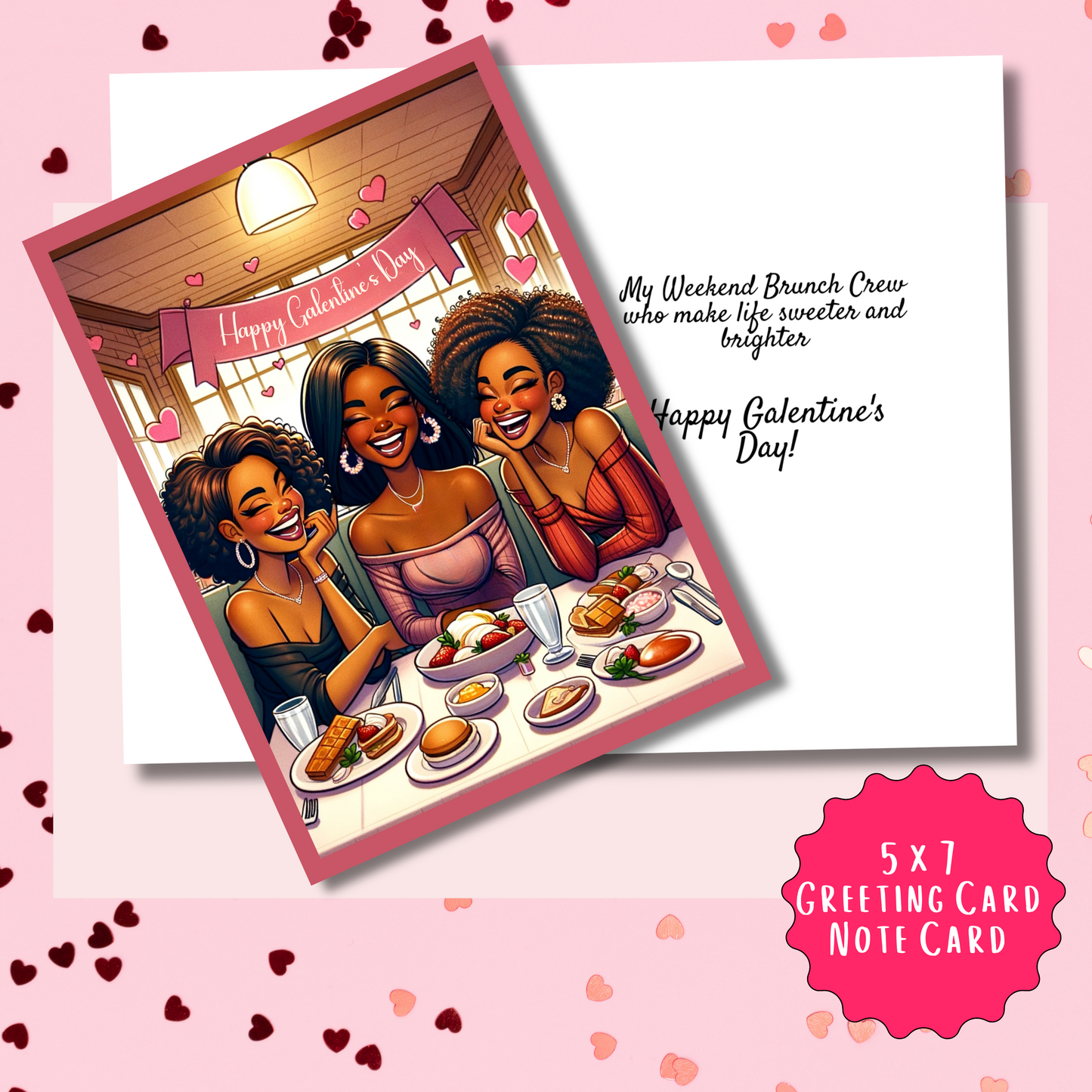Weekend Brunch Crew Galentine's Day Card | African American Greeting Card | with Interior Message