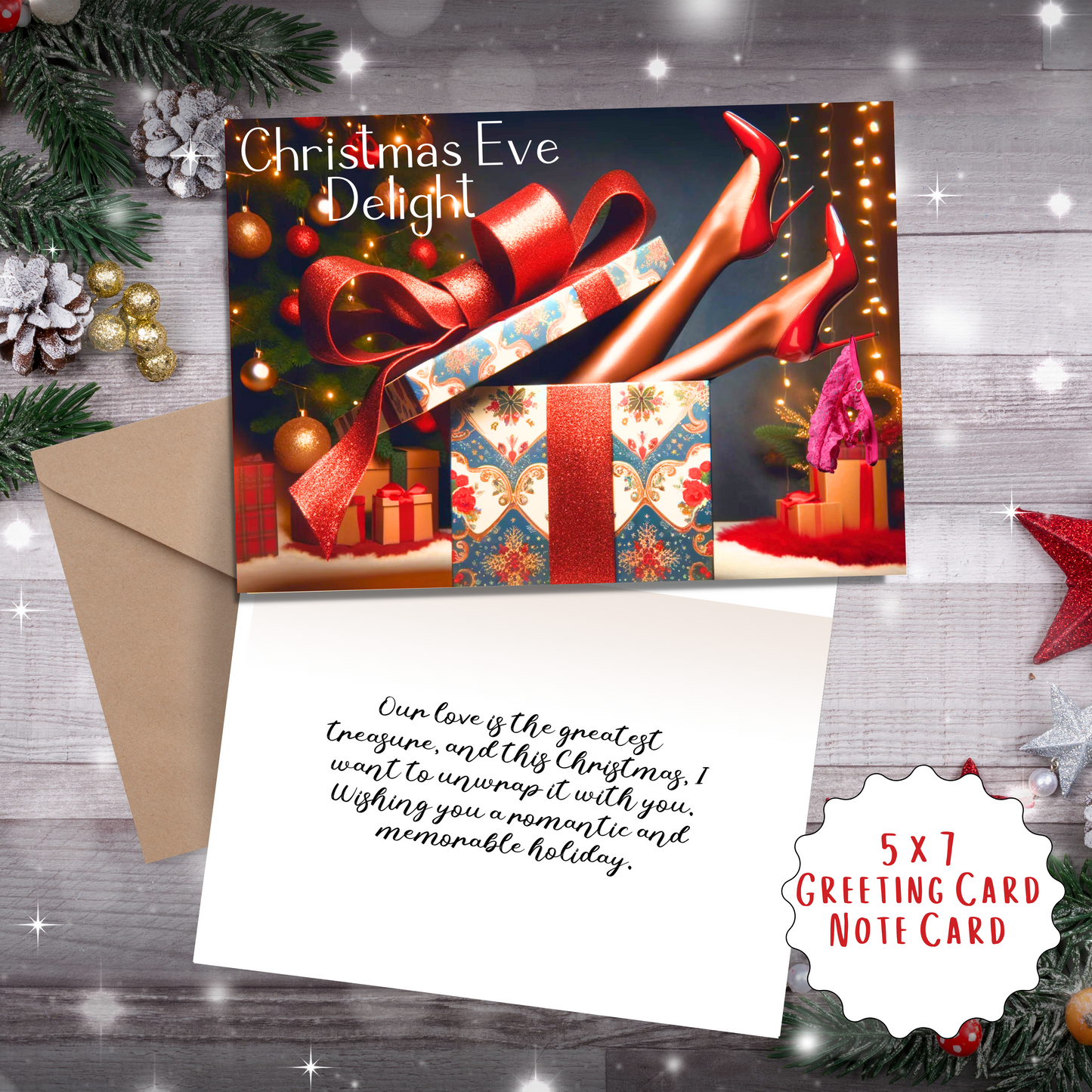Christmas Eve Delight Sexy Christmas Card | African American Christmas Greeting Card | with Interior Message