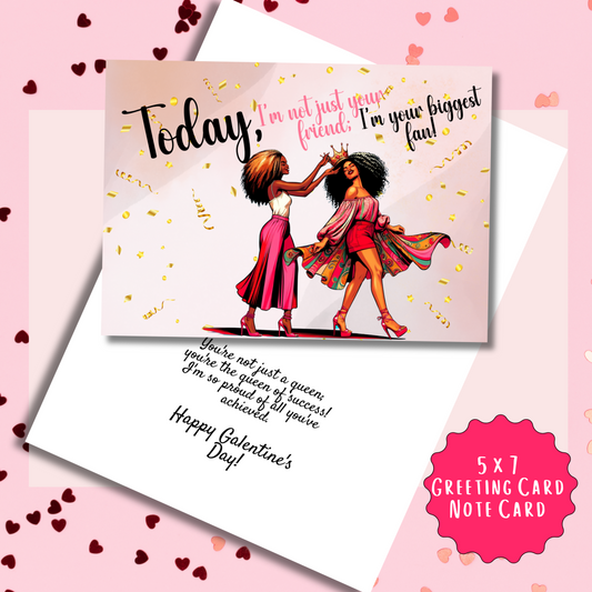 Your Biggest Fan Galentine's Day Greeting Card | African American Greeting Card | with Interior Message
