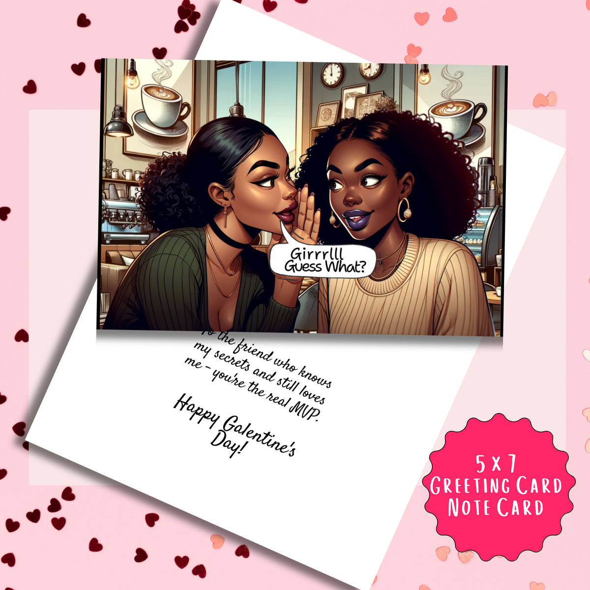 MVP Gossip Girl Galentine's Day Greeting Card | African American Greeting Card | with Interior Message