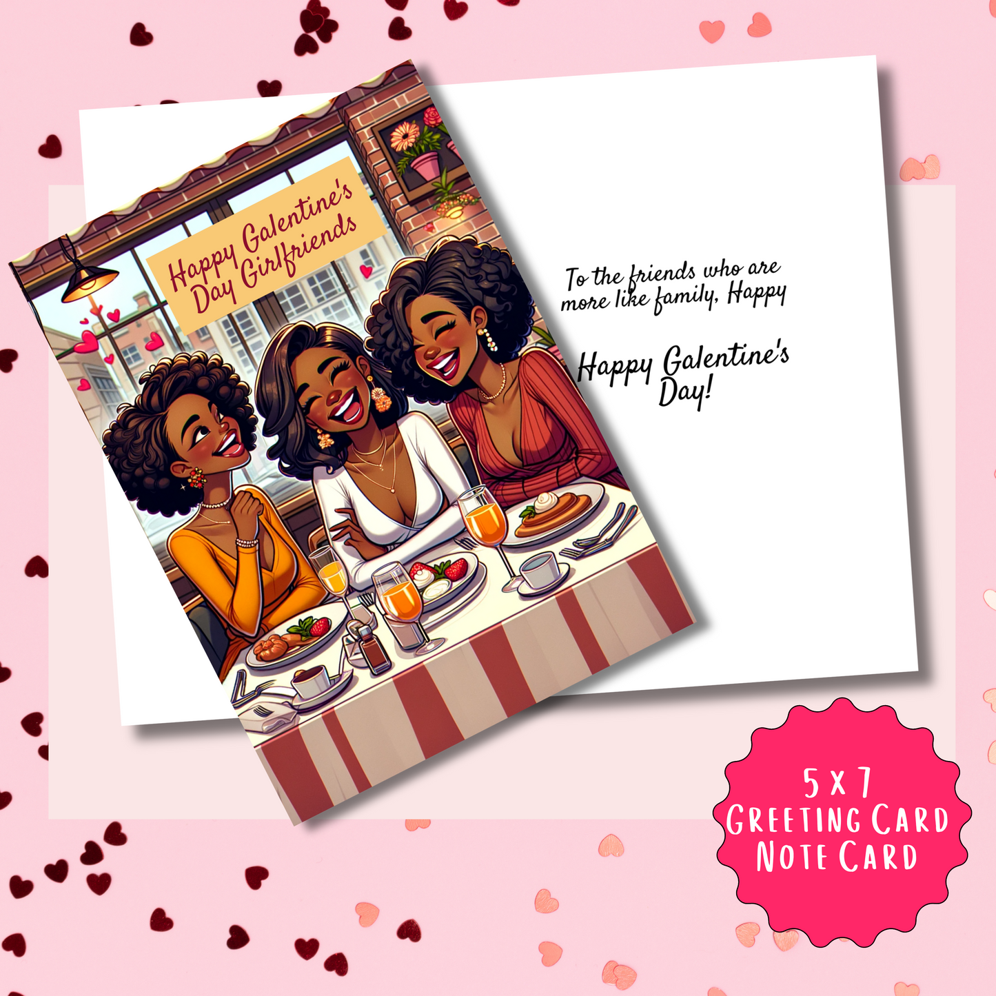 Galentine's Day Greeting Card | African American Greeting Card | with Interior Message