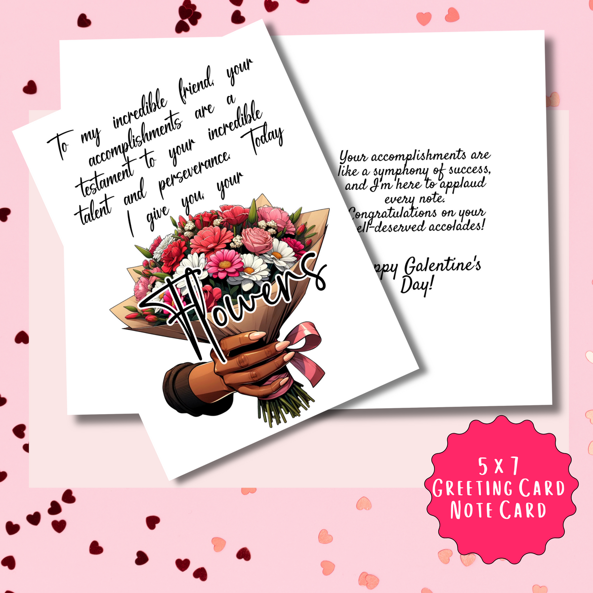 Giving You, Your Flowers Today Galentine's Day Card | African American Greeting Card | with Interior Message