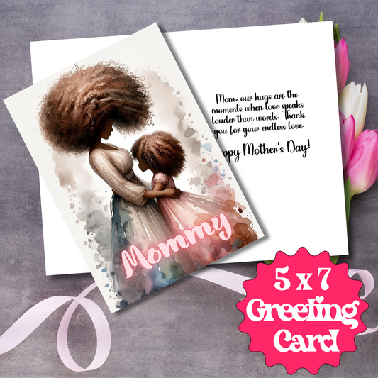 Black Girl Magic Mommy & Daughter Mother's Day Card | African American Greeting Card | Optional Interior Message