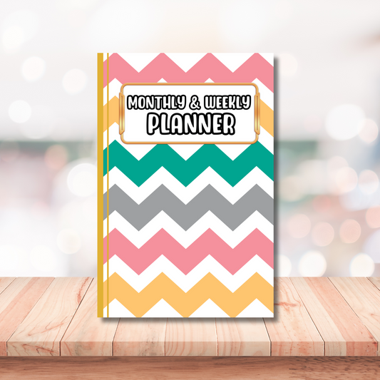 Monthly and Weekly Undated 6 x 9 Planner and Organizer Chevron Design | Color Interior: Fun Activity Puzzles and Tracker Log Pages to keep you entertained while planning your days