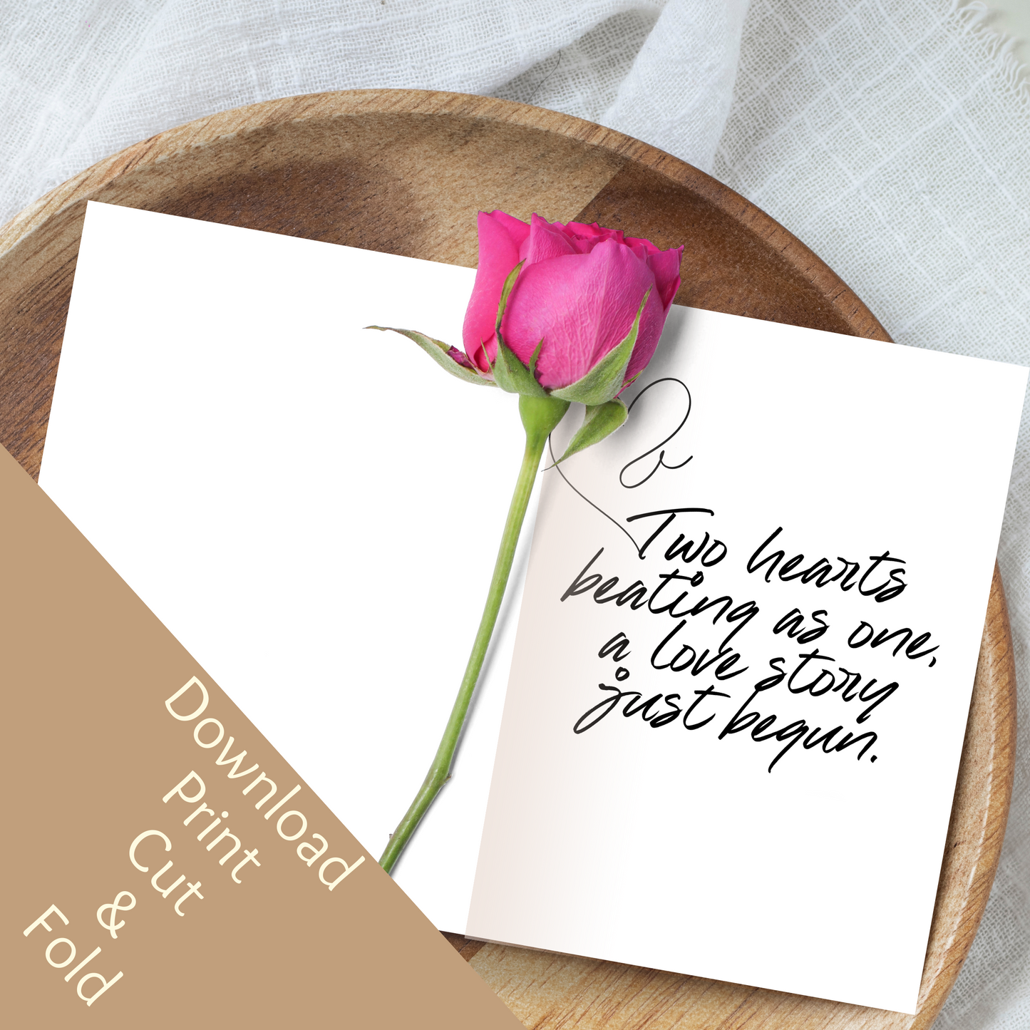 Two Hearts | African American | Black Love | Anniversary Greeting Card | Printable | Interior Quote | Greeting Card Digital Self Printing / Text / Email Share