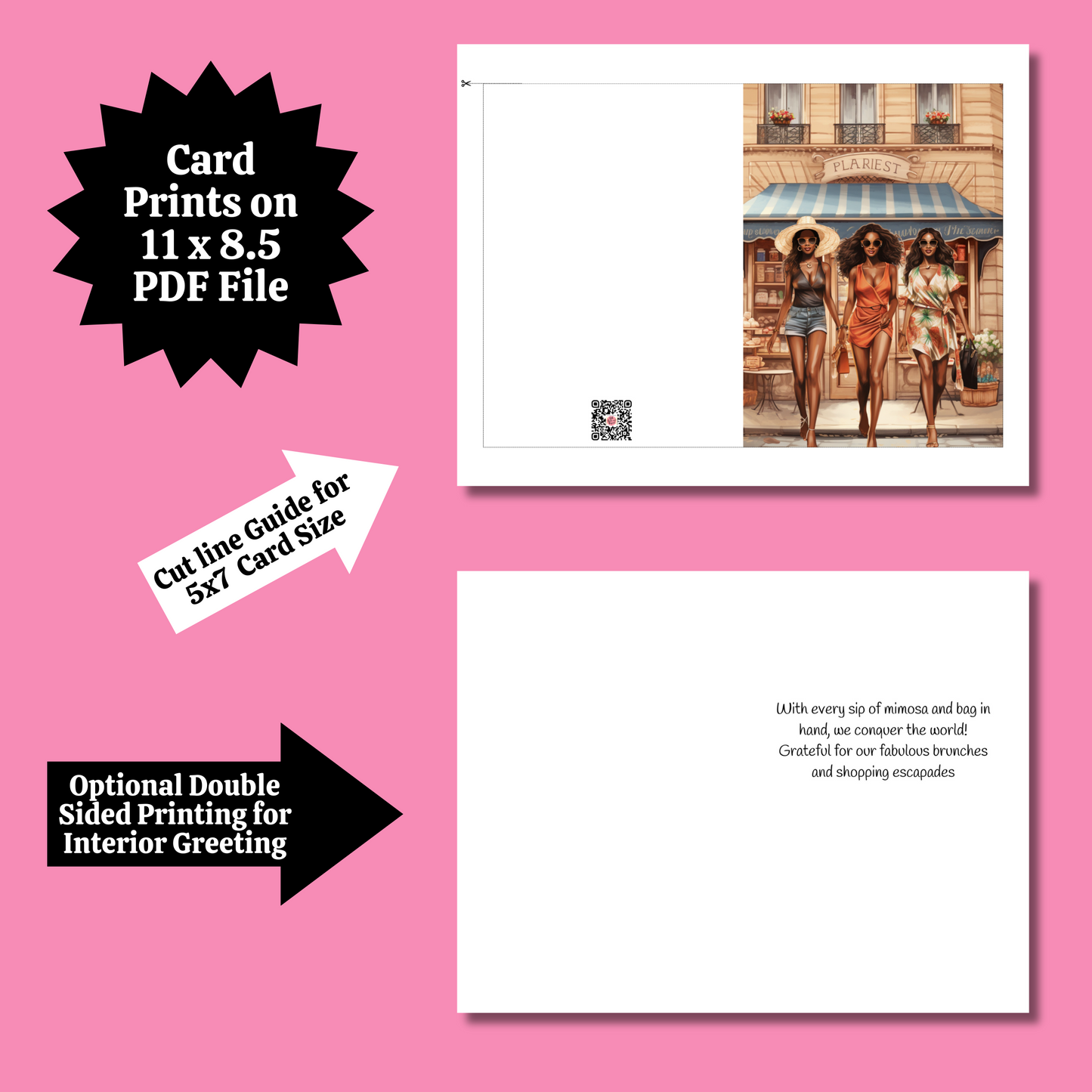 Brunch with My Girls | Affirmation Greeting Card | Printable | Interior Quote | Greeting Card Digital Self Printing / Text and Email Share