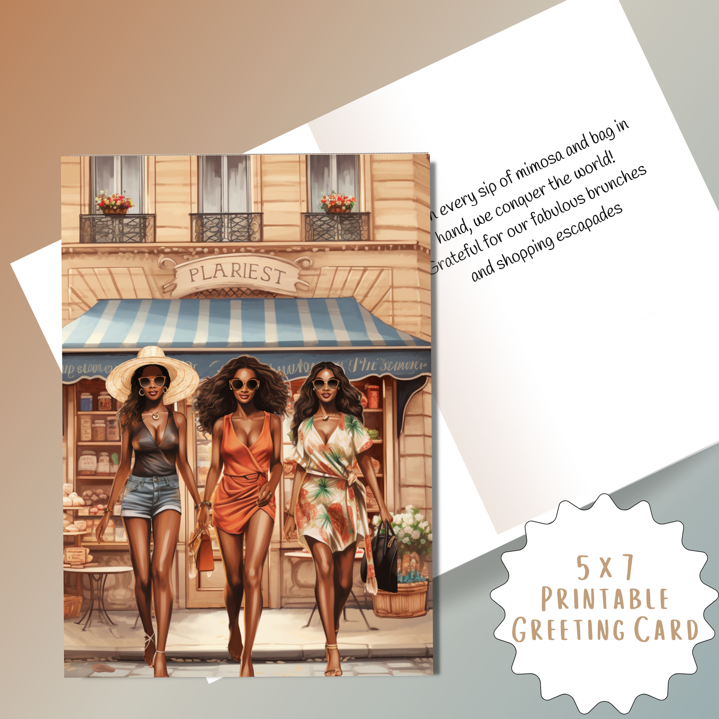 Brunch with My Girls | Affirmation Greeting Card | Printable | Interior Quote | Greeting Card Digital Self Printing / Text and Email Share
