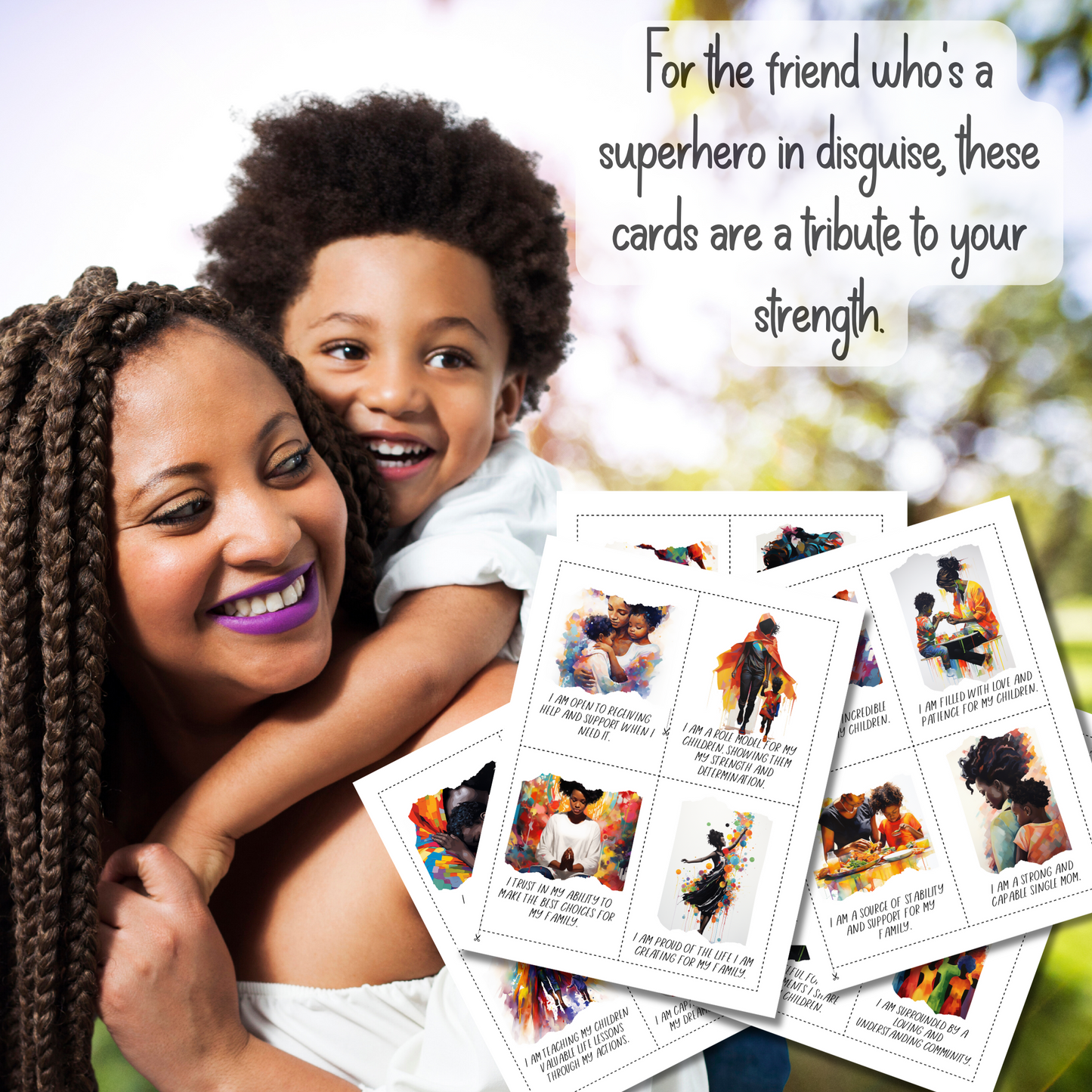 Affirmation Cards | For Black Single Moms (Set #1) | 20 Printable Positive Quotes | Black Girl Inspiration | Manifestation Card | Digital Download