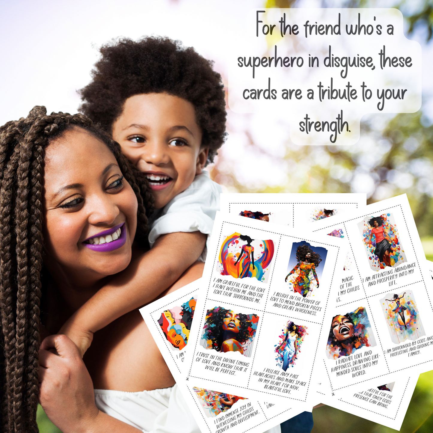 Affirmation Cards | For Black Single Moms (Set #3) | 20 Printable Positive Quotes | Black Girl Inspiration | Manifestation Card | Digital Download