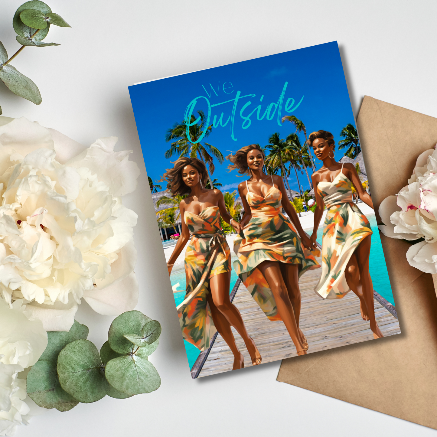 Celebrate Being Outside with Friends | Black Girl | Printable Card | Interior Msg | Digital Greeting Card | Self-Print / Text / Email Share