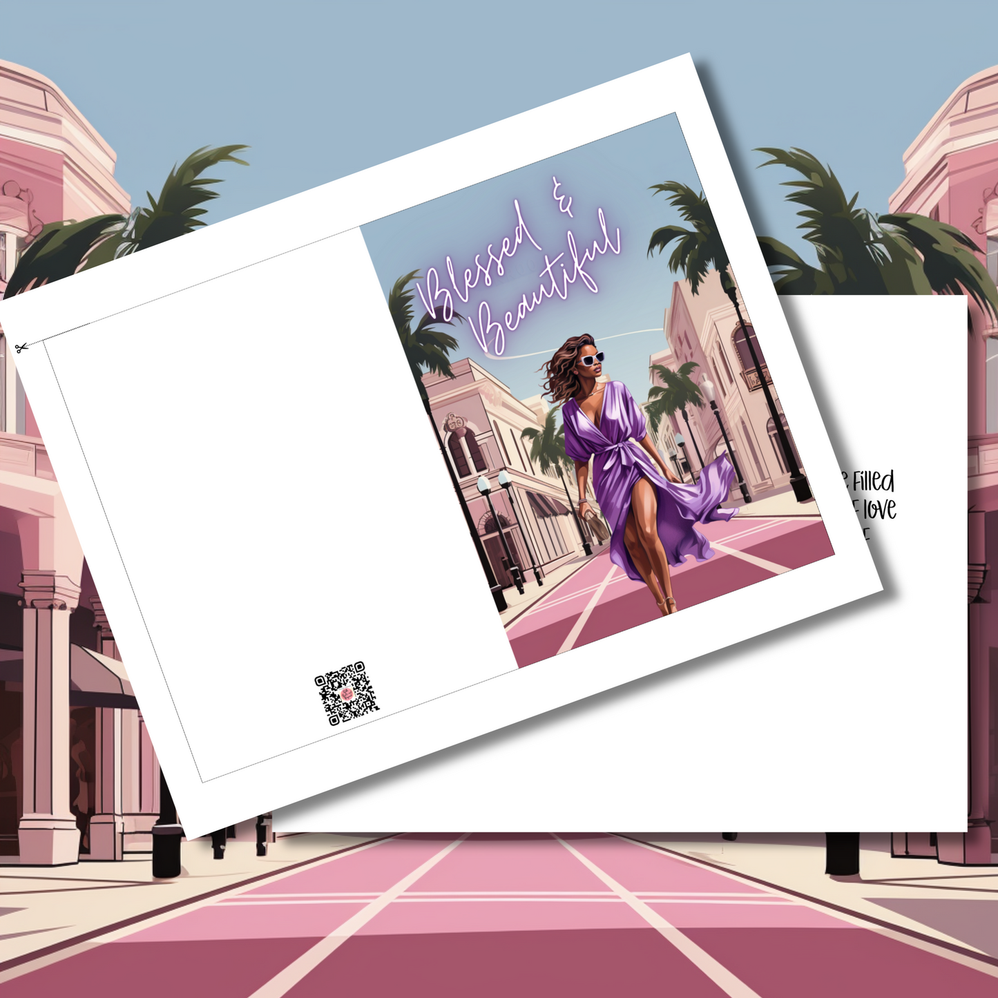 Blessed & Beautiful Affirmation Greeting Card | Black Girl | Printable | Interior Msg | Digital Card for Self-Print / Text / Email Sharing