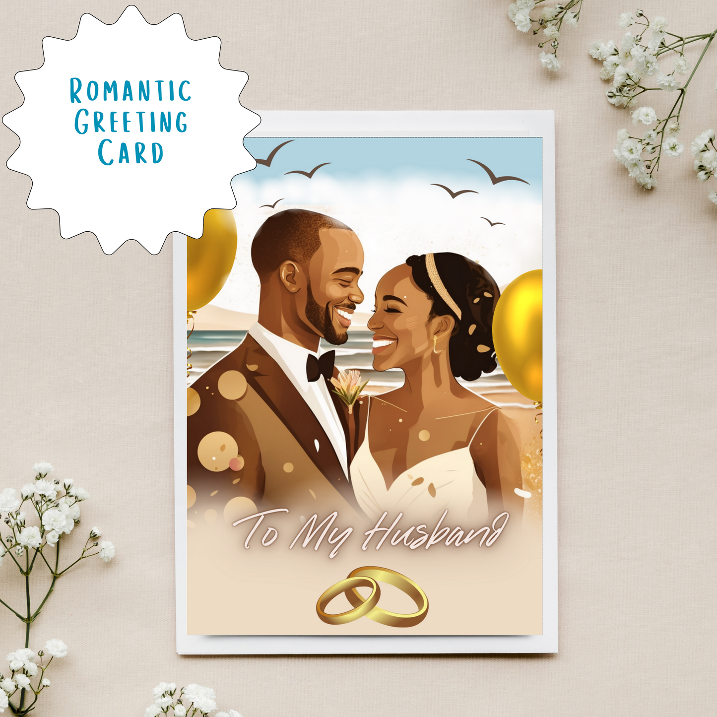 Two Hearts | African American | Black Love | Anniversary Greeting Card | Printable | Interior Quote | Greeting Card Digital Self Printing / Text / Email Share