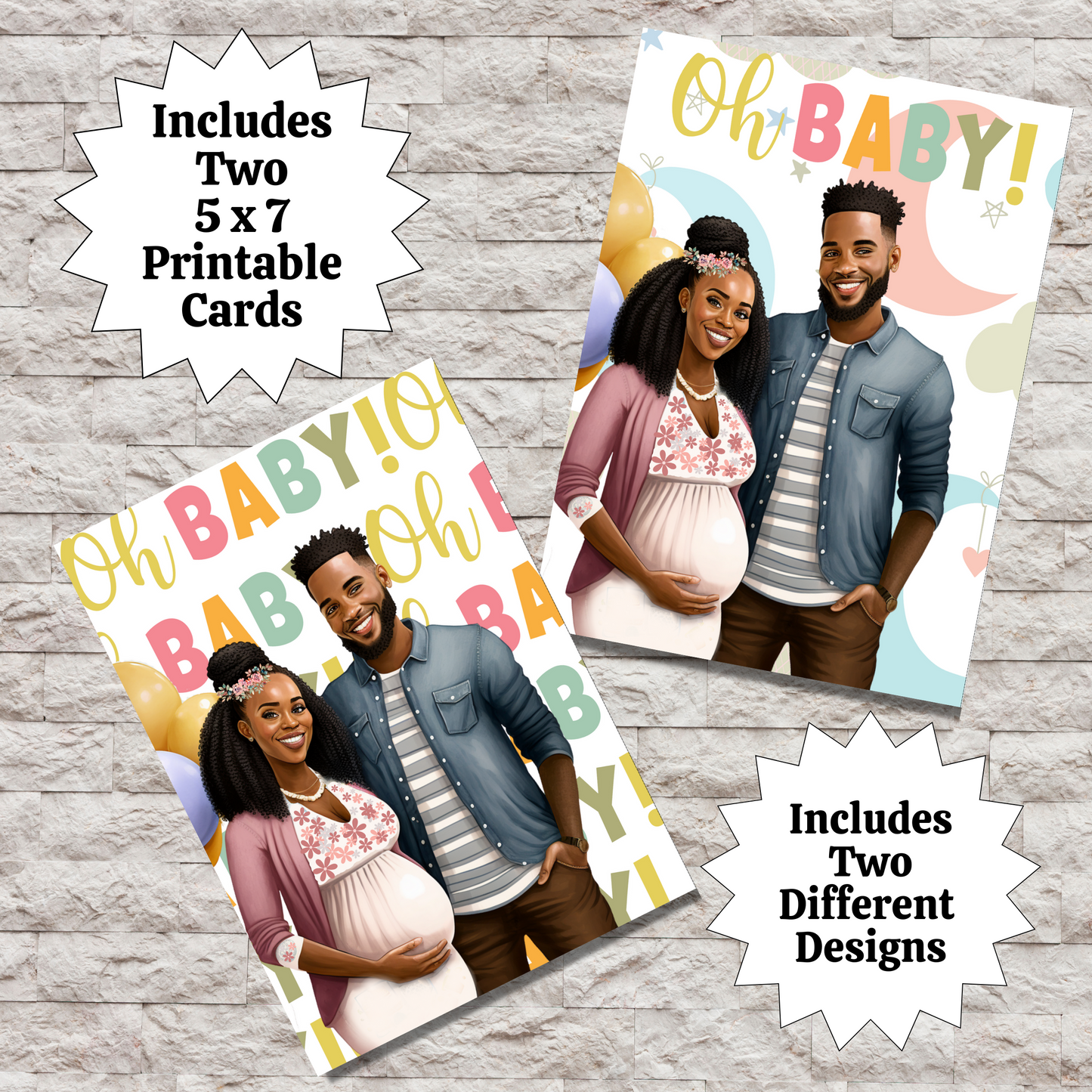 Baby Shower| Oh Baby | Black Baby Celebration | Printable | Interior Quote | Greeting Card Digital Self Printing / Text / Email Share