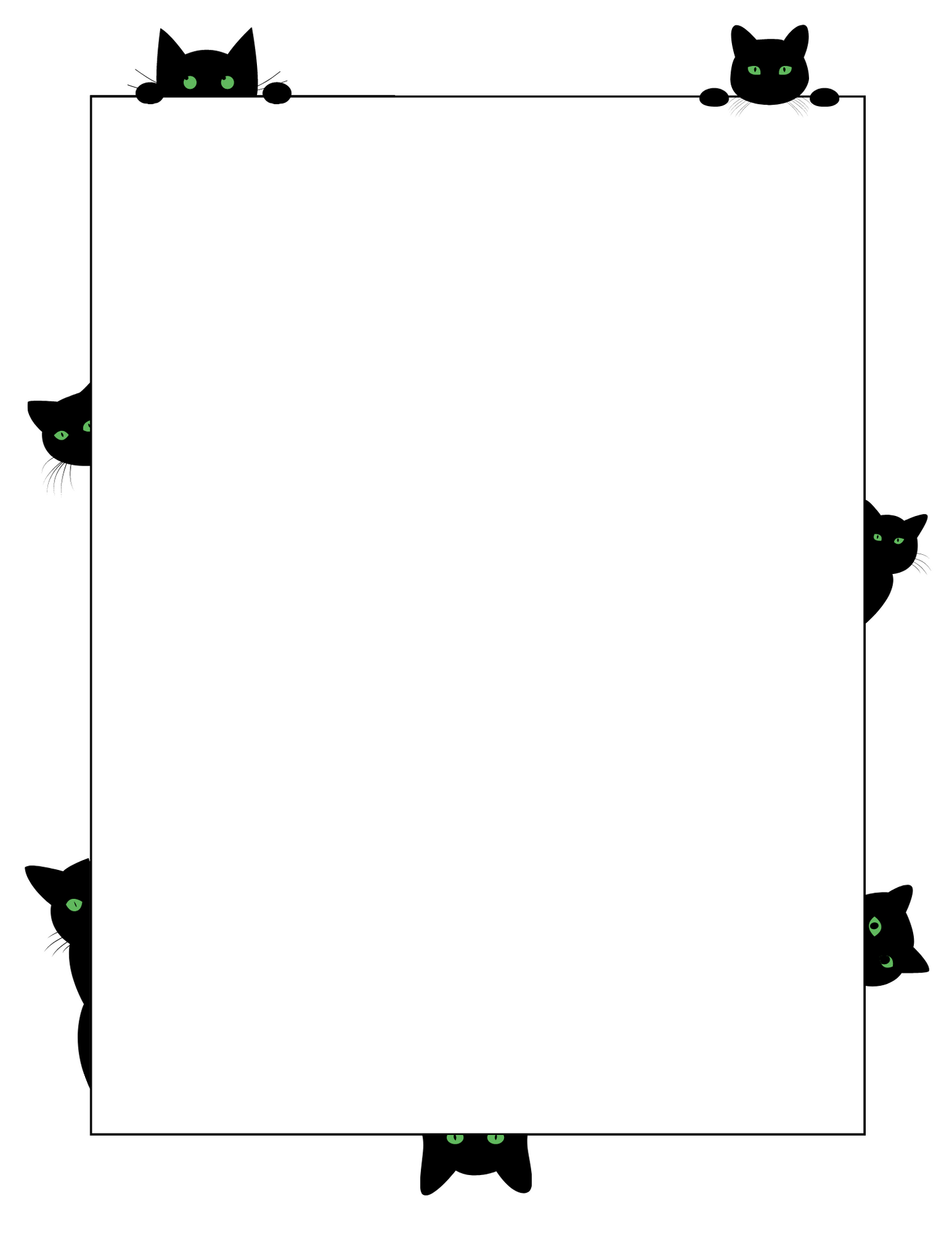 Black Cat Printable Stationery, 1 set of Digital/ Printable Designs. 1 Size 8.5x11 pdf format for Download | Lined and Unlined