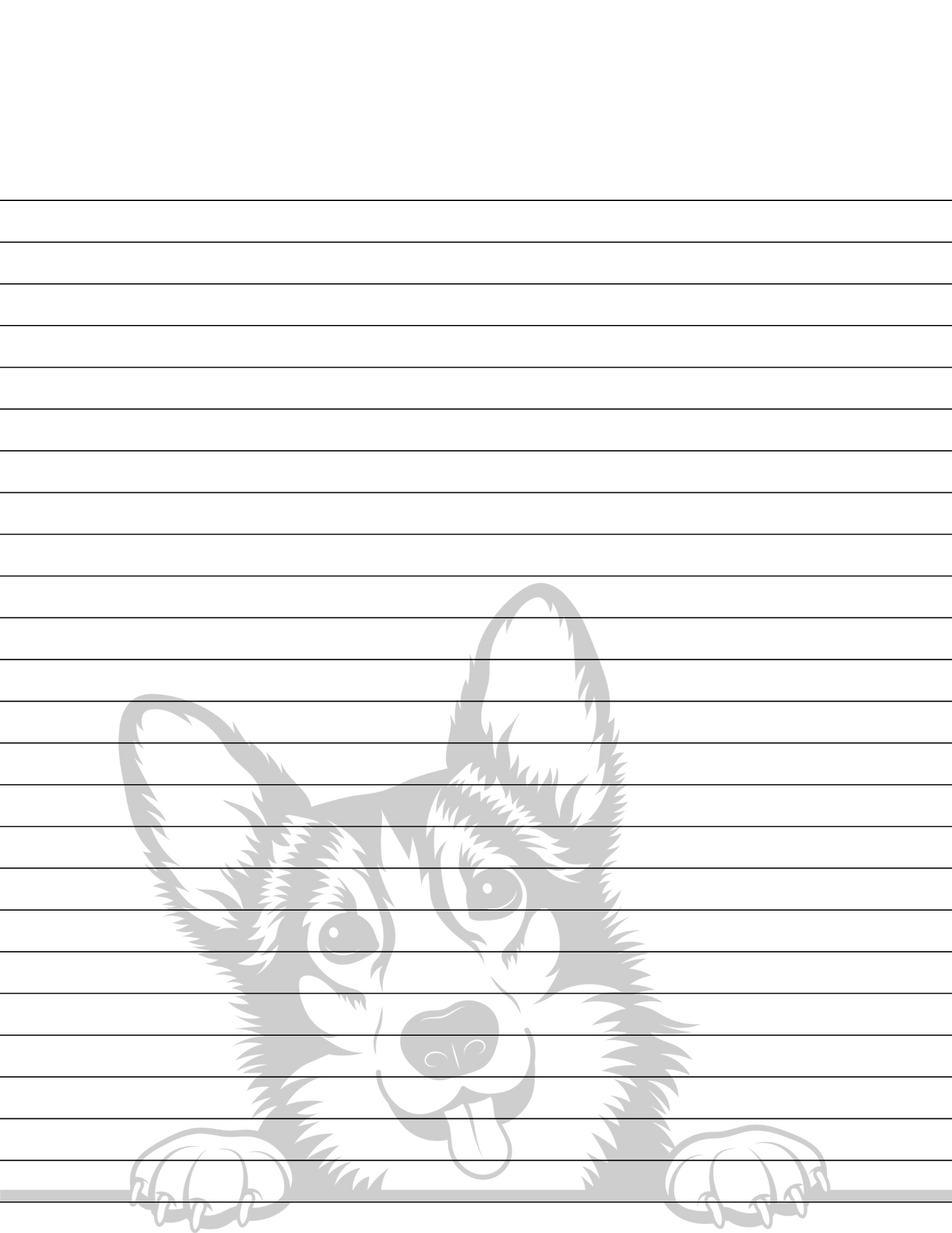 HUSKY DOG PRINTABLE Stationery, 1 set of Digital/ Printable Designs. 1 Size 8.5x11 pdf format for Download | Lined and Unlined
