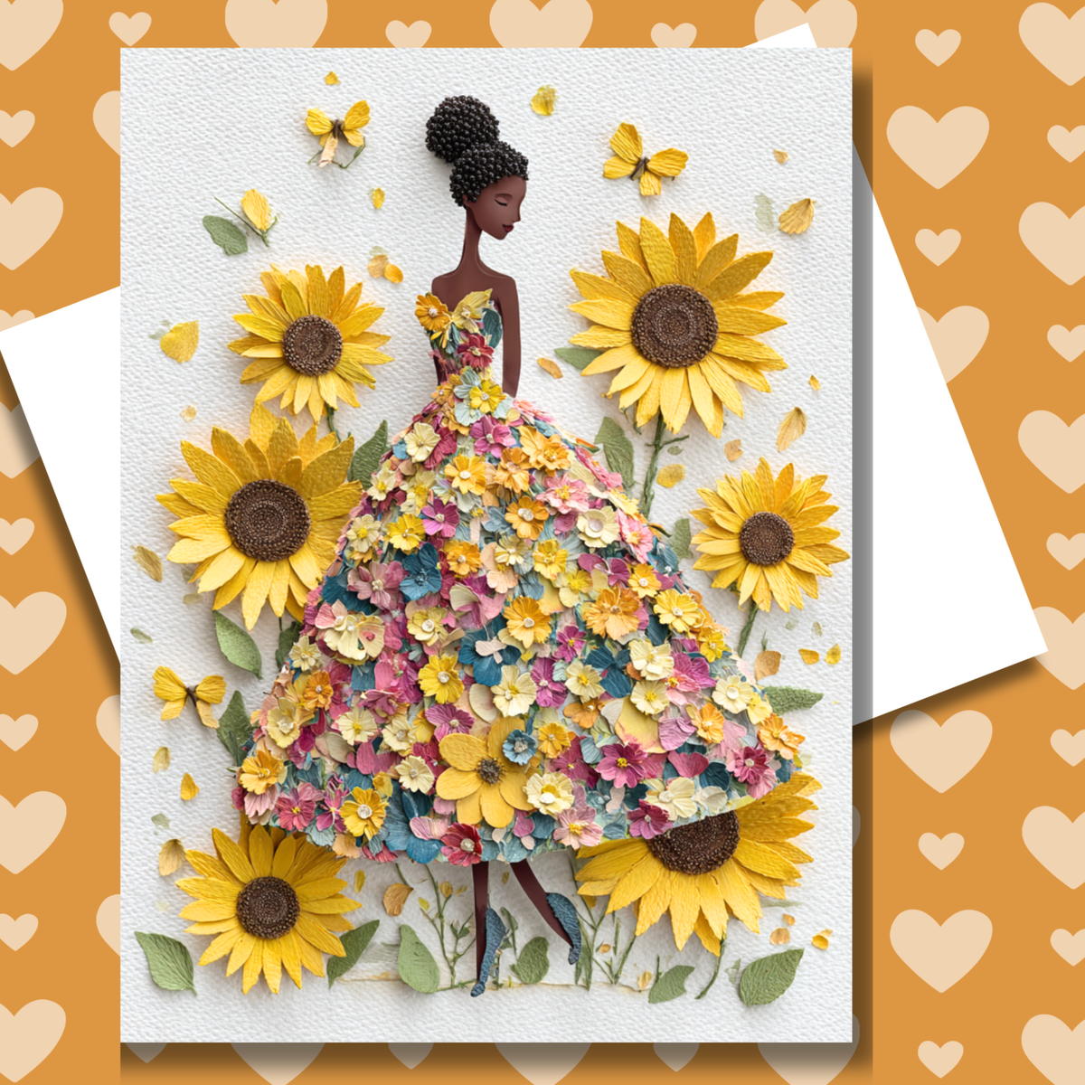 Petals, Poise & Presence Paper Doll Greeting Note Card