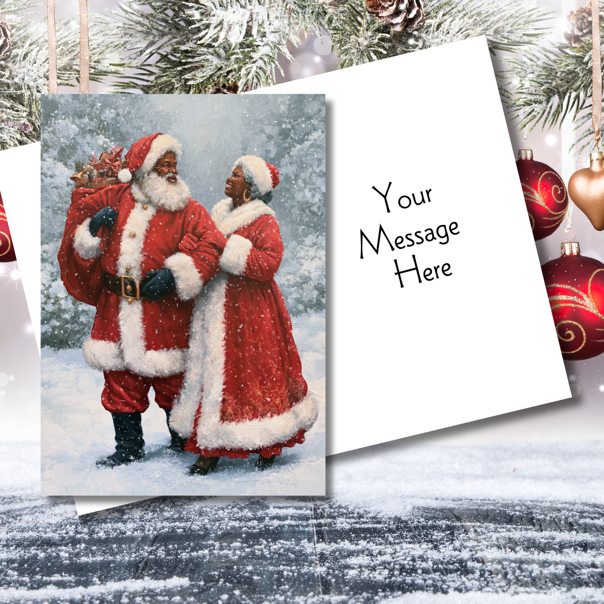 Mr. and Mrs. Claus African American Greeting Card